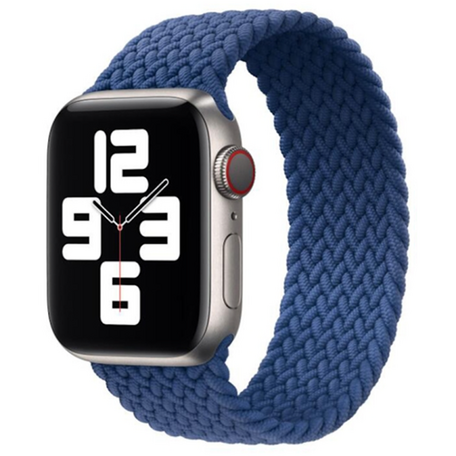 Braided Solo Loop bandje - Maat: M - Blauw - Geschikt voor Apple Watch 42mm / 44mm / 45mm / 49mm