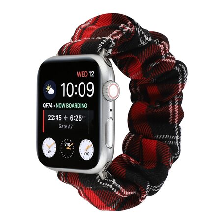 Elastisch polsbandje - Rood / Zwart - Geschikt voor Apple Watch 42mm / 44mm / 45mm / 49mm