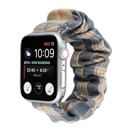 Elastisch polsbandje - Khaki / Donkerblauw - Geschikt voor Apple Watch 42mm / 44mm / 45mm / 49mm