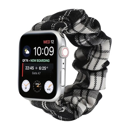 Elastisch polsbandje - Zwart / Wit - Geschikt voor Apple Watch 42mm / 44mm / 45mm / 49mm