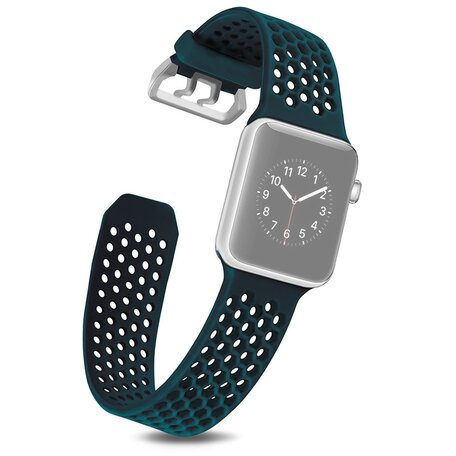 Bandje met gaatjes - Groen - Geschikt voor Apple Watch 42mm / 44mm / 45mm / 49mm