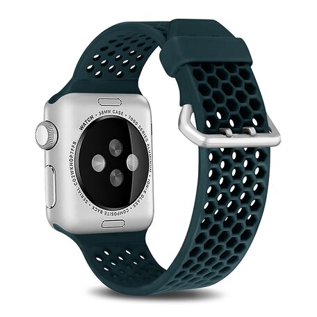 Bandje met gaatjes - Groen - Geschikt voor Apple Watch 42mm / 44mm / 45mm / 49mm