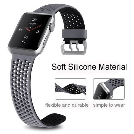 Bandje met gaatjes - Grijs - Geschikt voor Apple Watch 42mm / 44mm / 45mm / 49mm