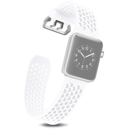 Bandje met gaatjes - Wit - Geschikt voor Apple Watch 42mm / 44mm / 45mm / 49mm