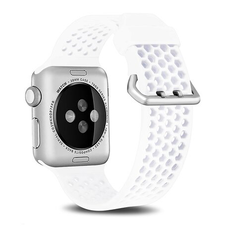 Bandje met gaatjes - Wit - Geschikt voor Apple Watch 42mm / 44mm / 45mm / 49mm