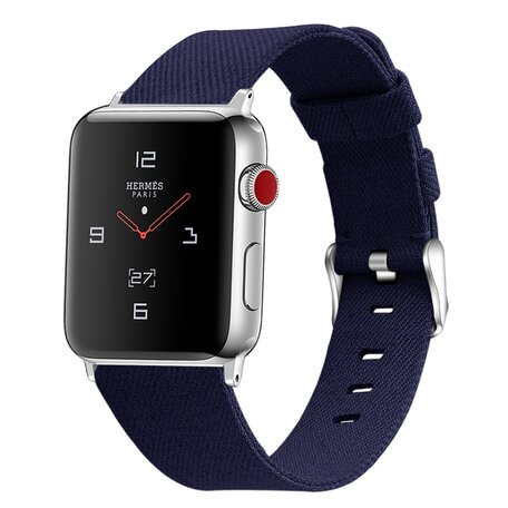 Canvas bandje - Donkerblauw - Geschikt voor Apple Watch 42mm / 44mm / 45mm / 49mm