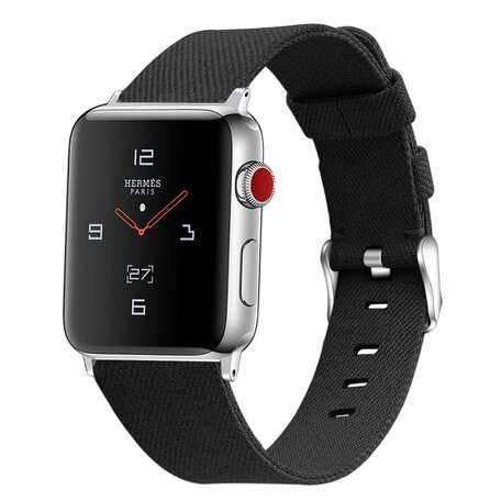 Canvas bandje - Zwart - Geschikt voor Apple Watch 42mm / 44mm / 45mm / 49mm