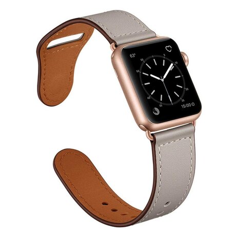 Leren bandje - Taupe - Geschikt voor Apple Watch 42mm / 44mm / 45mm / 49mm