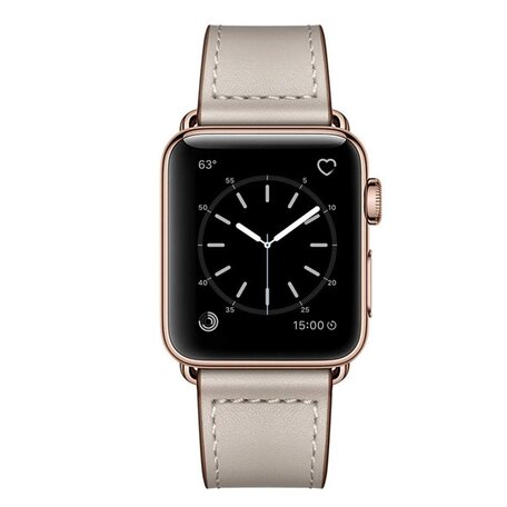 Leren bandje - Taupe - Geschikt voor Apple Watch 42mm / 44mm / 45mm / 49mm