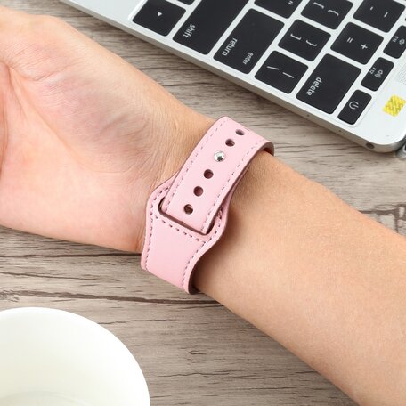 Leren bandje - Roze - Geschikt voor Apple Watch 42mm / 44mm / 45mm / 49mm