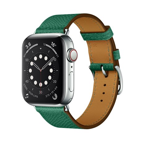 Lederen bandje - Groen - Geschikt voor Apple Watch 42mm / 44mm / 45mm / 49mm