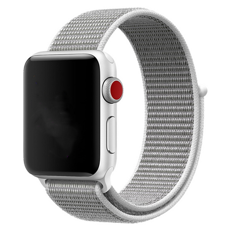 Sport Loop nylon bandje - Licht grijs - Geschikt voor Apple Watch 42mm / 44mm / 45mm / 49mm