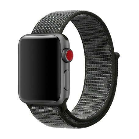 Sport Loop nylon bandje - Donkergroen met grijze band - Geschikt voor Apple Watch 42mm / 44mm / 45mm / 49mm