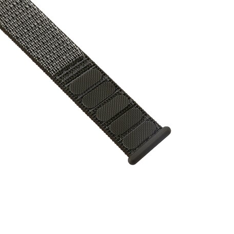 Sport Loop nylon bandje - Donkergroen met grijze band - Geschikt voor Apple Watch 42mm / 44mm / 45mm / 49mm