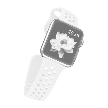 Holow Edition Sportbandje - Wit - Geschikt voor Apple Watch 42mm / 44mm / 45mm / 49mm