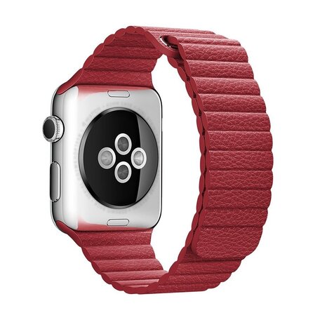 PU Leather Loop bandje - Rood - Geschikt voor Apple Watch 42mm / 44mm / 45mm / 49mm