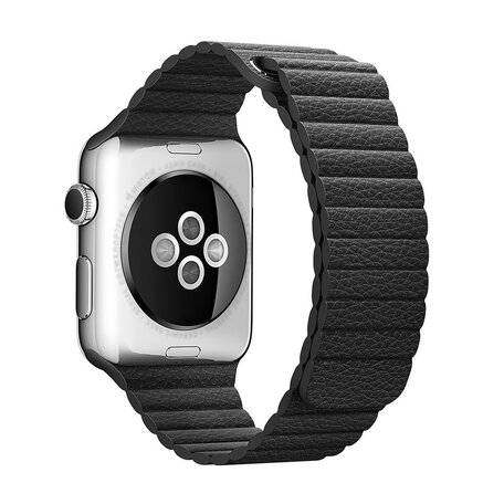 PU Leather Loop bandje - Zwart - Geschikt voor Apple Watch 42mm / 44mm / 45mm / 49mm