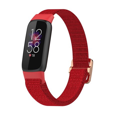 Fitbit Luxe - Elastisch nylon bandje - Rood