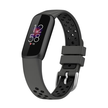 Fitbit Luxe - Siliconen sportbandje - Maat: Large - Zwart