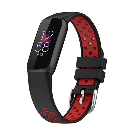 Fitbit Luxe - Siliconen sportbandje - Maat: Large - Zwart + rood