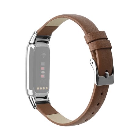 Fitbit Luxe - Leren bandje - Maat: Large - Bruin