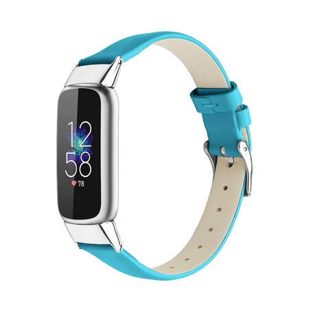 Fitbit Luxe - Leren bandje - Maat: Large - Blauw