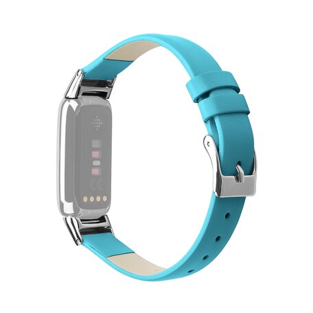 Fitbit Luxe - Leren bandje - Maat: Large - Blauw