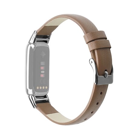 Fitbit Luxe - Leren bandje - Maat: Large - Lichtbruin