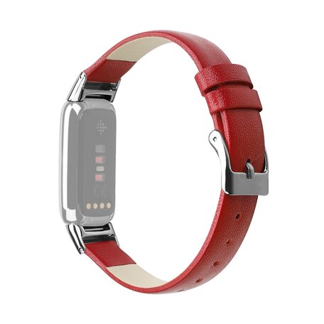 Fitbit Luxe - Leren bandje - Maat: Large - Rood