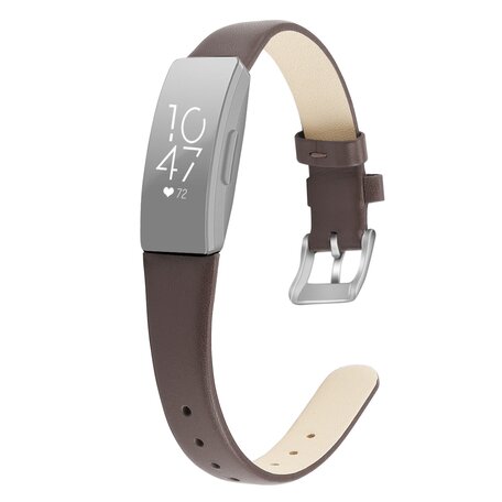 Fitbit Inspire 1 / HR / Ace 2 lederen bandje - Maat: Large - Bruin