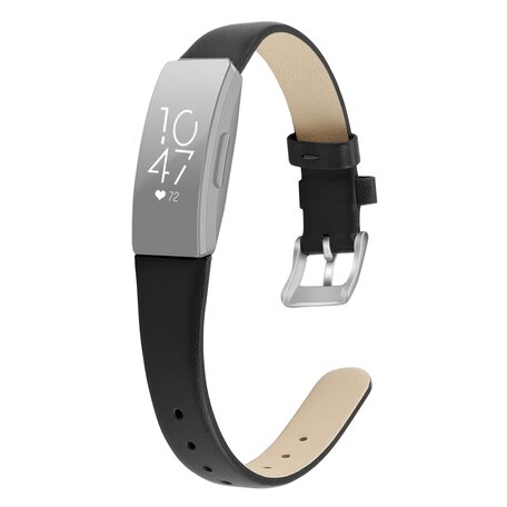 Fitbit Inspire 1 / HR / Ace 2 lederen bandje - Maat: Small - Zwart