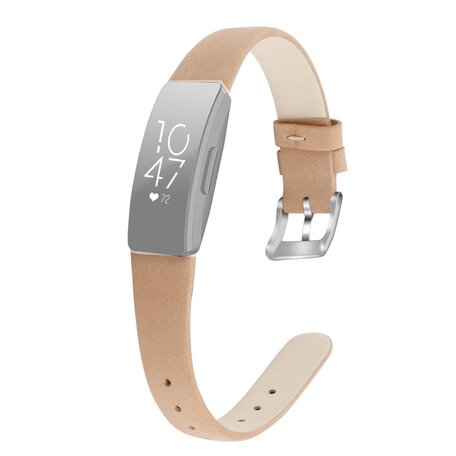 Fitbit Inspire 1 / HR / Ace 2 lederen bandje - Maat: Small - Lichtbruin