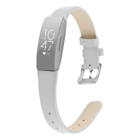 Fitbit Inspire 1 / HR / Ace 2 lederen bandje - Maat: Small - Wit