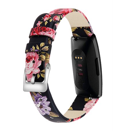 Fitbit Inspire 1 / HR / Ace 2 lederen bandje - Maat: Large - Rozen