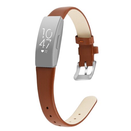 Fitbit Inspire 1 / HR / Ace 2 lederen bandje - Maat: Large - Bruin
