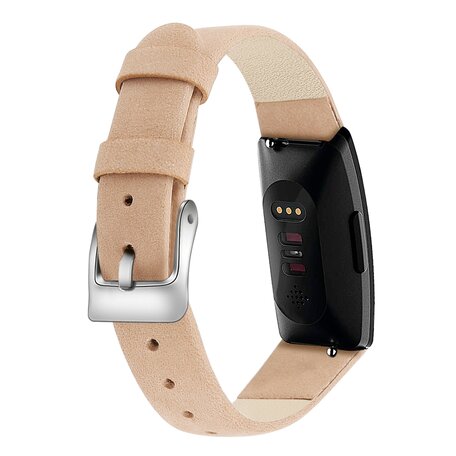 Fitbit Inspire 1 / HR / Ace 2 lederen bandje - Maat: Large - Lichtbruin