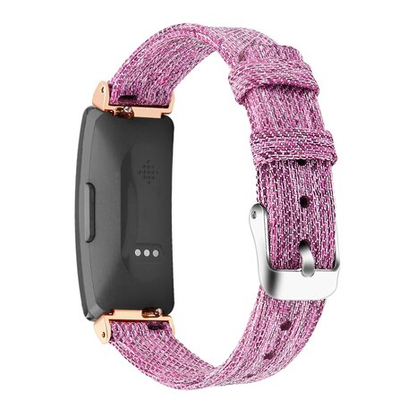 Fitbit Inspire 1 / HR / Ace 2 Canvas nylon bandje - Maat: Small - Paars