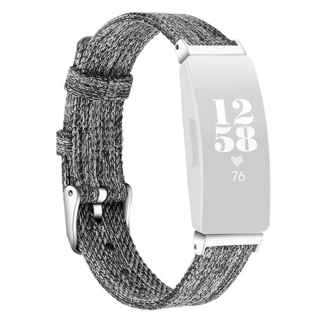 Fitbit Inspire 1 / HR / Ace 2 Canvas bandje - Maat: Small - Grijs