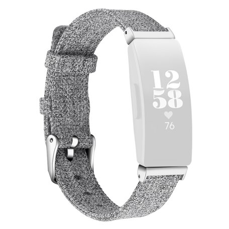 Fitbit Inspire 1 / HR / Ace 2 Canvas nylon bandje - Maat: Small - Lichtgrijs