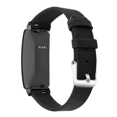 Fitbit Inspire 1 / HR / Ace 2 Canvas bandje - Maat: Small - Zwart