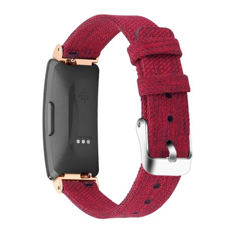 Fitbit Inspire 1 / HR / Ace 2 Canvas nylon bandje - Maat: Large - Rood