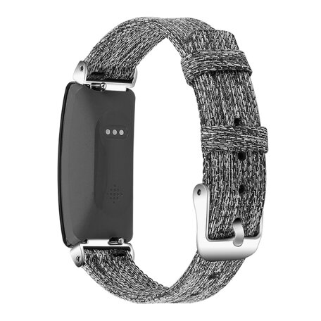 Fitbit Inspire 1 / HR / Ace 2 Canvas nylon bandje - Maat: Large - Grijs