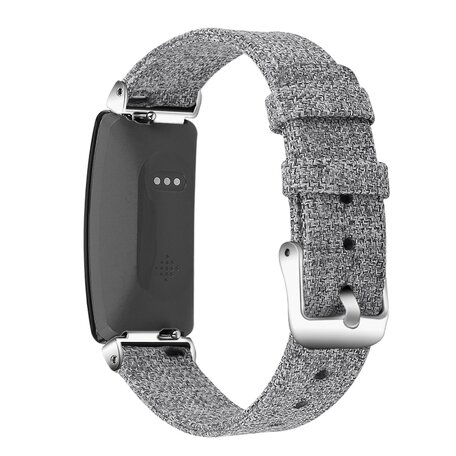 Fitbit Inspire 1 / HR / Ace 2 Canvas nylon bandje - Maat: Large - Lichtgrijs