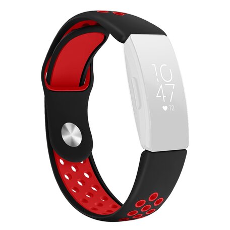 Fitbit Inspire 1 / HR / Ace 2 siliconen sportbandje - Maat: Large - Zwart + Rood