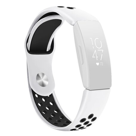 Fitbit Inspire 1 / HR / Ace 2 siliconen sportbandje - Maat: Large - Wit + Zwart