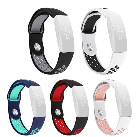 Fitbit Inspire 1 / HR / Ace 2 siliconen sportbandje - Maat: Large - Wit + Zwart