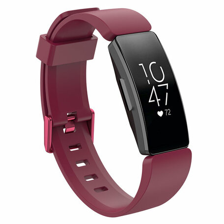 Fitbit Inspire 1 / HR / Ace 2 siliconen bandje met gesp - Maat: Large - wijnrood