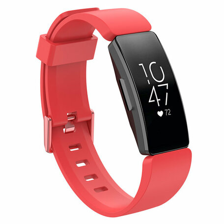 Fitbit Inspire 1 / HR / Ace 2 siliconen bandje met gesp - Maat: Large - rood