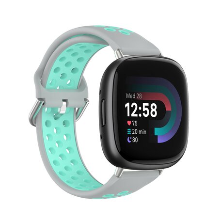 Fitbit Versa 3 & 4 / Sense 1 & 2 - Sport editie - Large - Grijs + turquoise