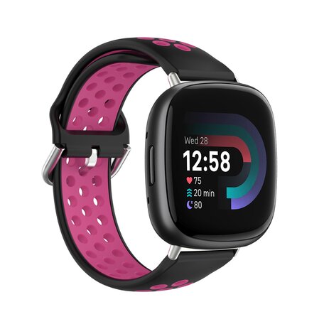 Fitbit Versa 3 & 4 / Sense 1 & 2 - Sport editie - Large - Zwart + roze